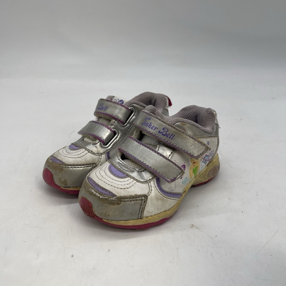 Vintage Disney Tinker Bell Kids Shoes Youth 7 Strap White Sneaker